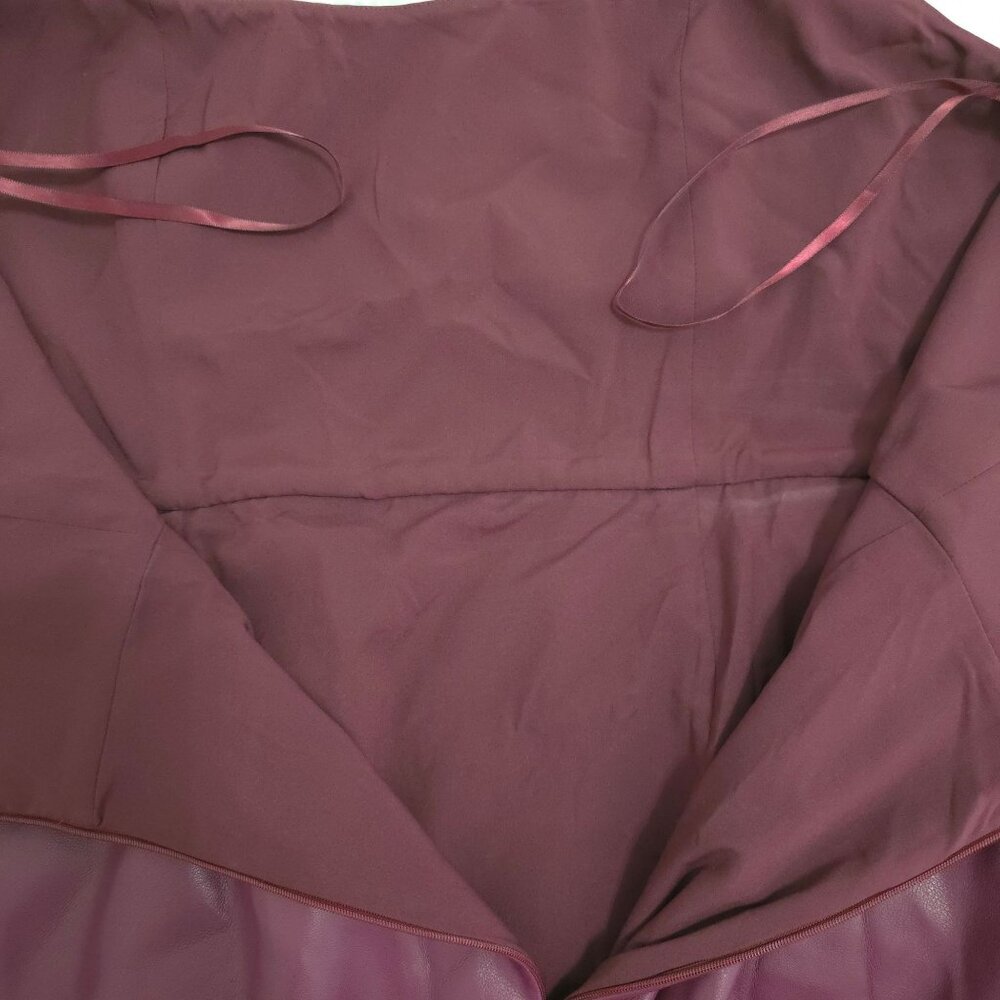 Sachin & Babi Size 14 Purple Maroon Faux Leather Midi Dress Slit Ruffle - Picture 13 of 13